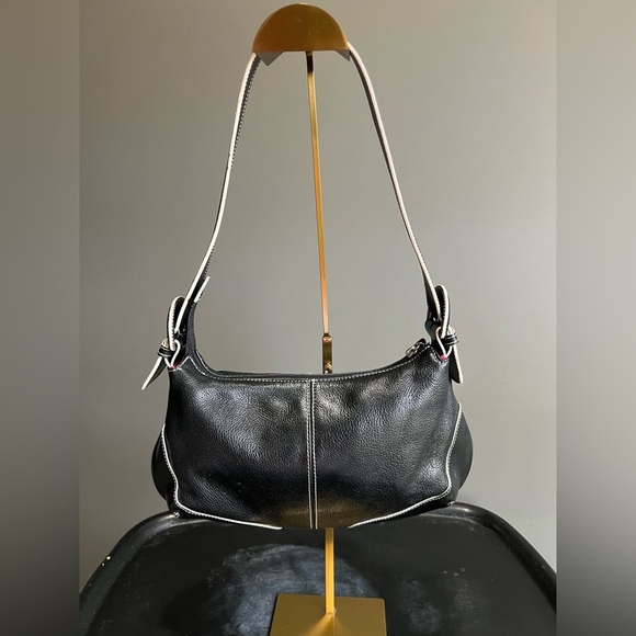 Maxx New York Black Leather Shoulder Bag Y2K style - Picture 1 of 6